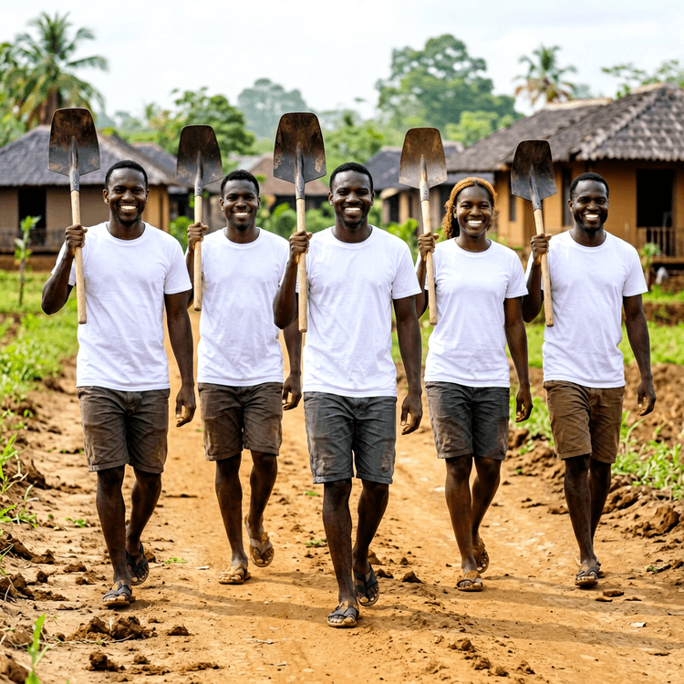 Group of volunteers in an outdoor community action in Mozambique