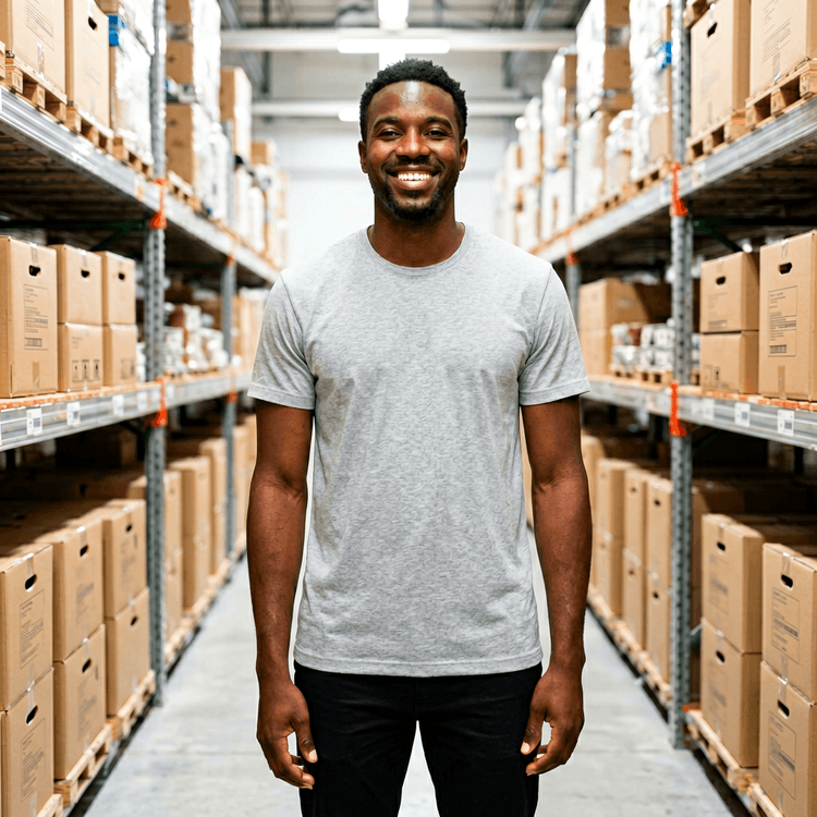 Intern assisting in a store or solar warehouse