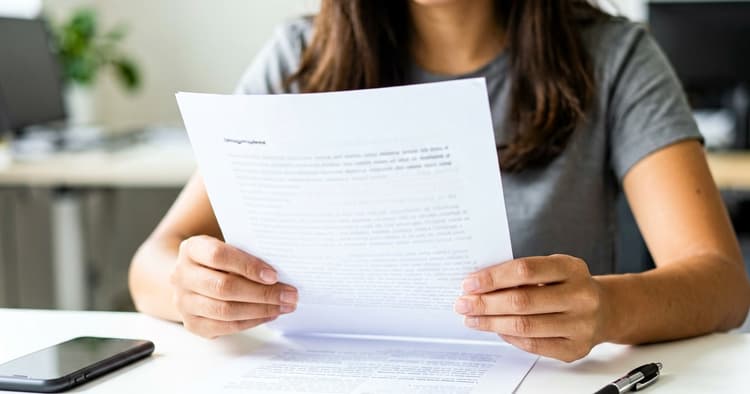 Resume printed on paper on office desk