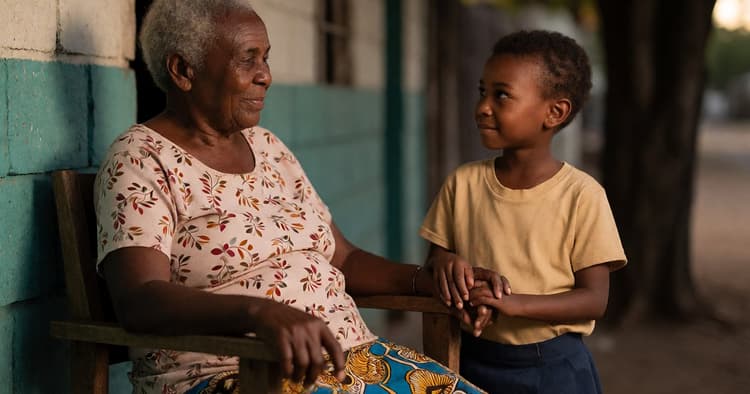 Grandmother with granddaughter at home: INSS survivor's pension protects the family