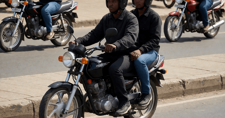 Txopela with a passenger on a Maputo street at midday