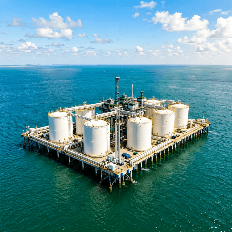 Plataforma flutuante de gás natural liquefeito a operar no porto de Pemba