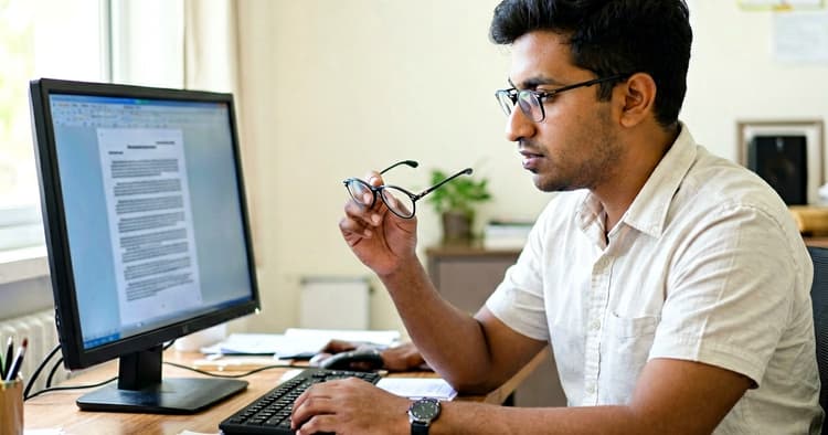Person reviewing resume on computer