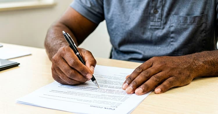 Driver signing contract documents