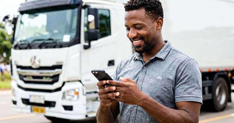 Driver receiving job notification on mobile phone