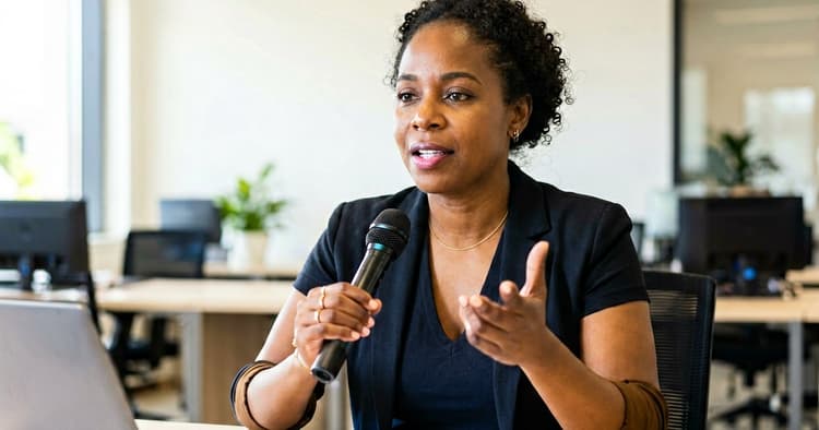 Professional handshake in a salary negotiation between two Mozambican professionals in a meeting room