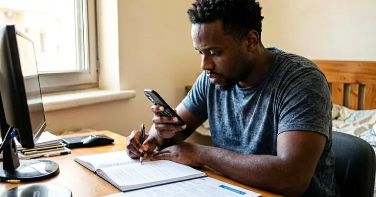 Mozambican job applicant writing a professional application message on a mobile phone