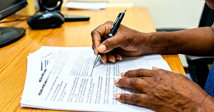 handshake between female employer and candidate after signing the contract