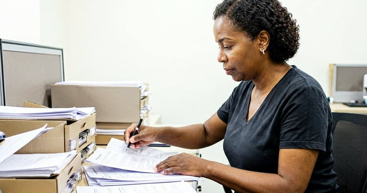 recruiter screening applications in an office in Mozambique