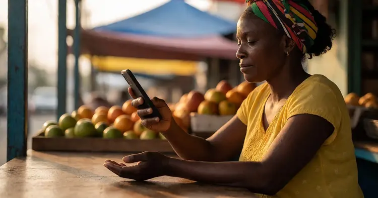 INSS registration in Mozambique — worker confirms beneficiary number on mobile phone