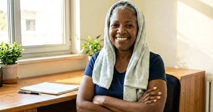 Mozambican worker organizing her professional documents after receiving her work certificate