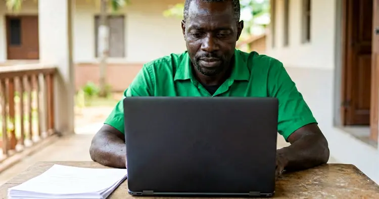 Mozambican sending application by email with printed CV, screen from back