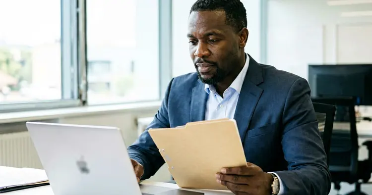 Job candidate preparing answers for an interview
