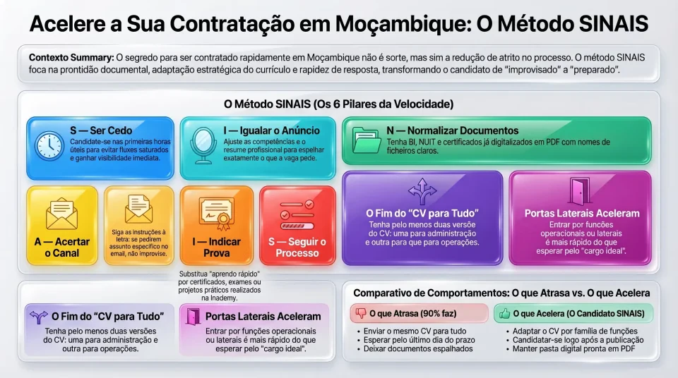 Infografico com dicas secretas para conseguir emprego em Moçambique mais rápido