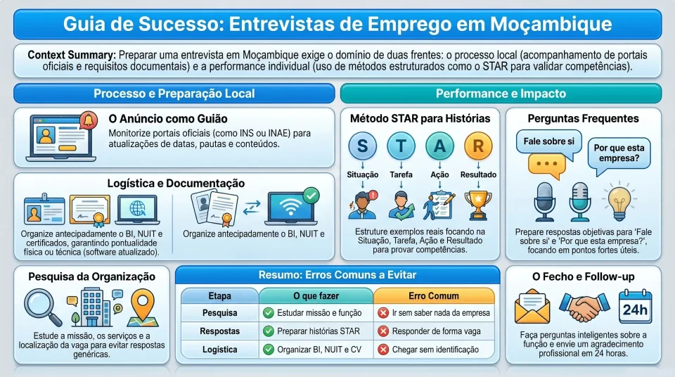 Infografico Como se Preparar para Entrevista de Emprego em Moçambique sem Falhar